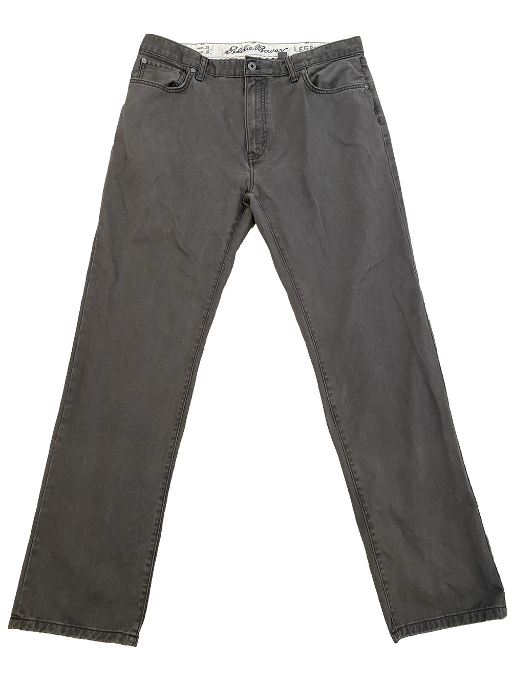 Eddie Bauer Legend Wash Mens Canvas Pants Size 38x34 Straight Fit Gray Chinos